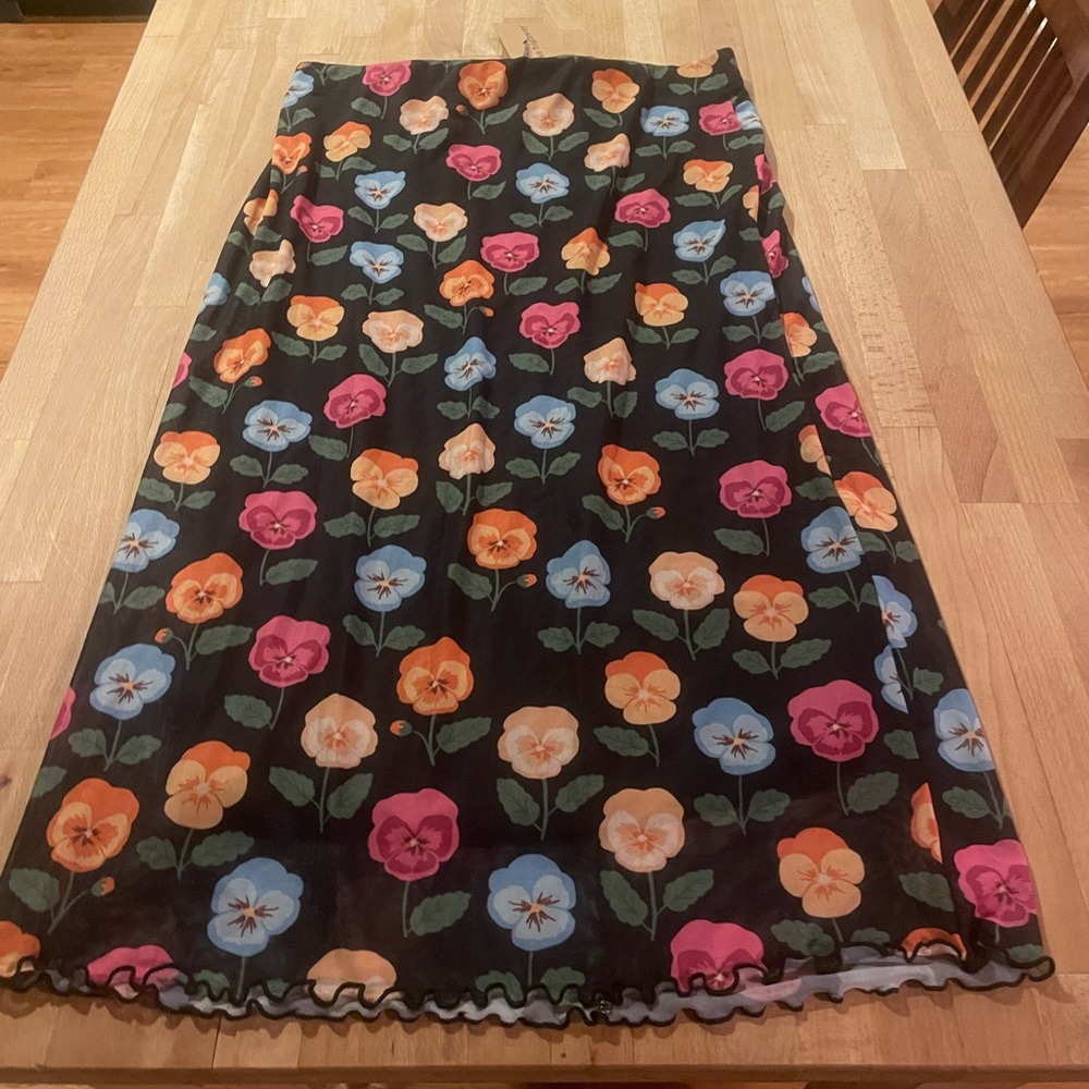 Princess Highway Floral Midi Skirt - Black, Pink, Orange, Blue